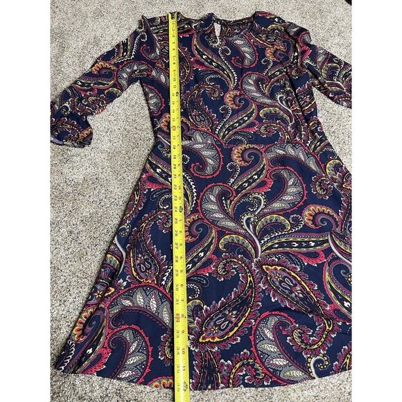Banana Republic Blue Colorful Print Bell Sleeve Shirt Dress Size 6 Medium - Picture 6 of 8